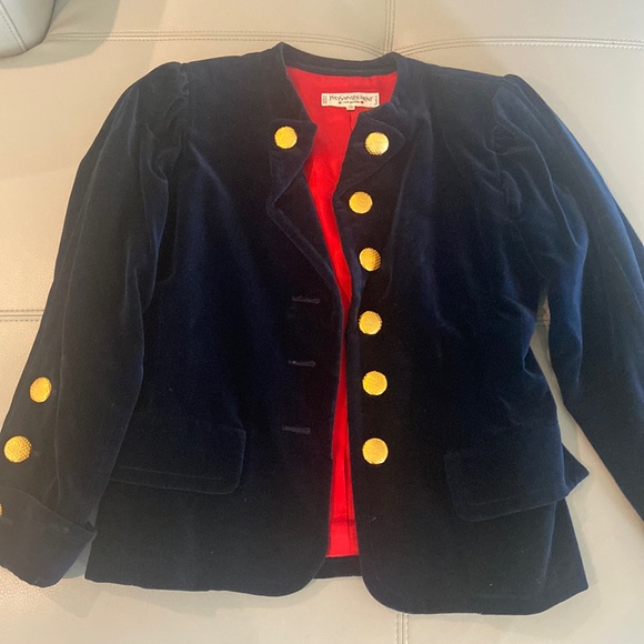 🇫🇷YSL BLUE VELVET VINTAGE COAT - Picture 3 of 12
